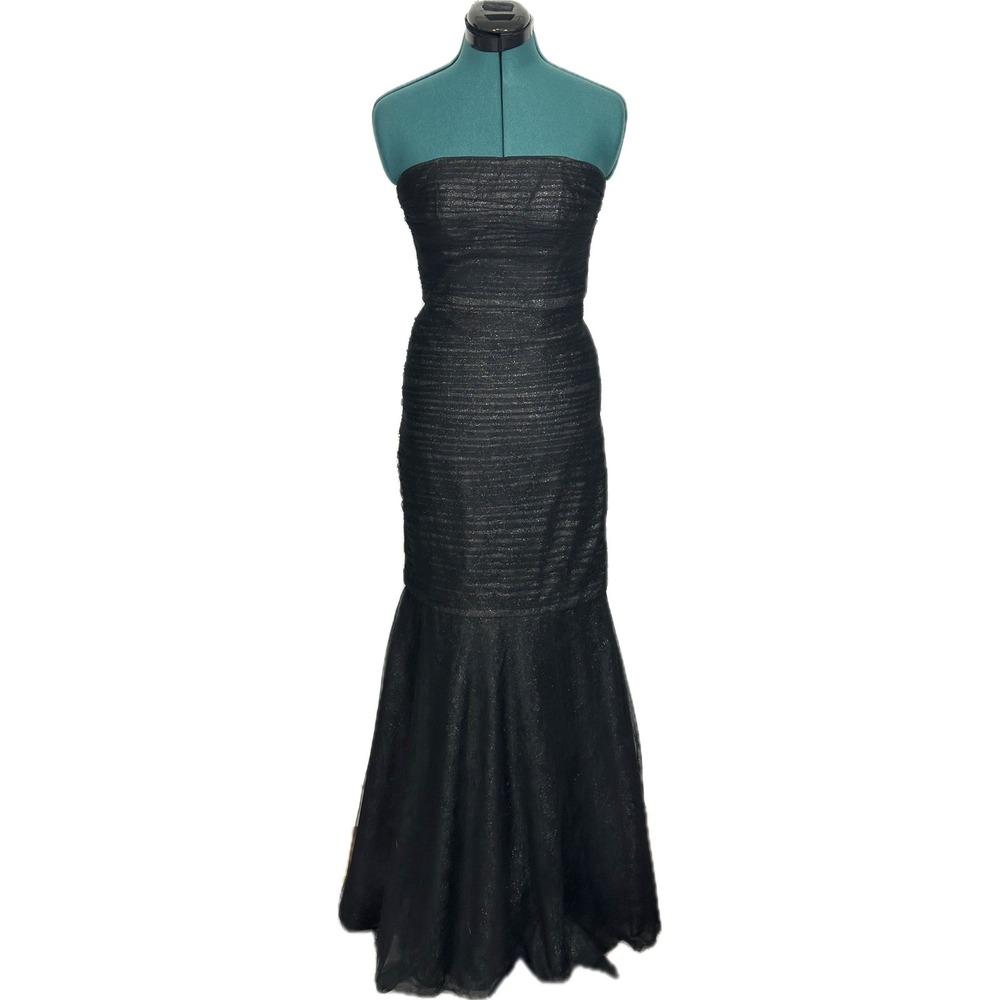 ML Monique Lhuillier Gown Strapless Mermaid Metallic 2 Black Formal Dress